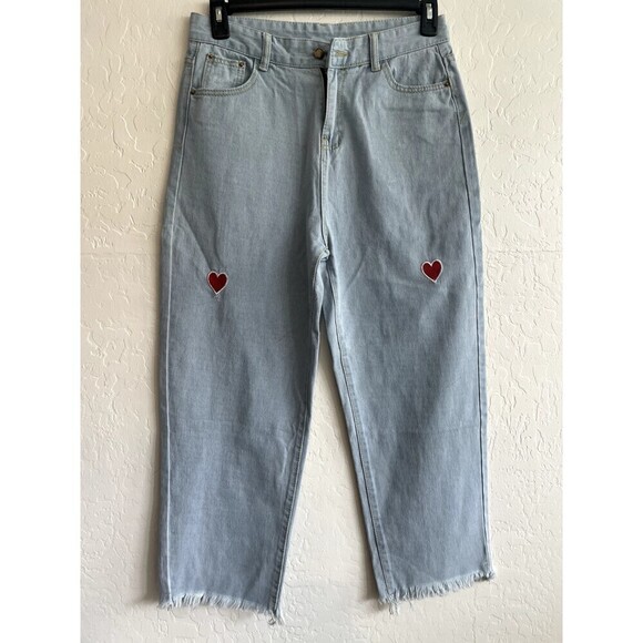 Palmer Heritage Distressed Hem High Rise Wide Leg Jeans Woman's Size 31 - Picture 1 of 16